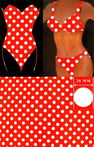 Pöttyös fürdőruha anyag